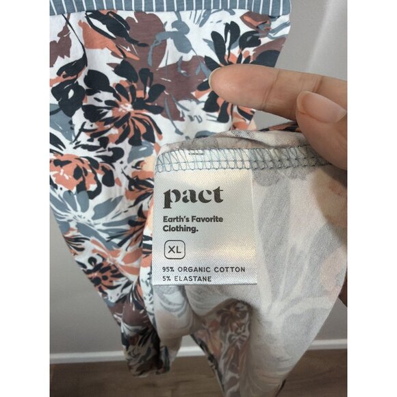 Pact Blue Striped Floral Fit & Flare Strappy Mini Dress Organic Cotton Size XL - Picture 3 of 8